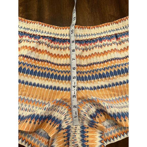 J. Crew Women’s Orange Blue Geometric Print Boho Pull On Shorts Linen Blend 12 - Picture 10 of 10